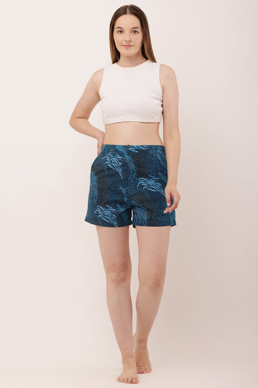 Women Shorts Blue Leapord print | Gwadi's