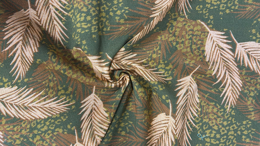 Green Tropical Jungle Cotton Fabric – (per meter)