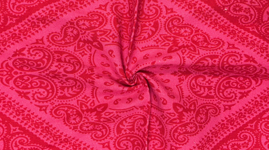 Traditional Paisley Cotton Fabric – Magenta & Pink (Per Meter)